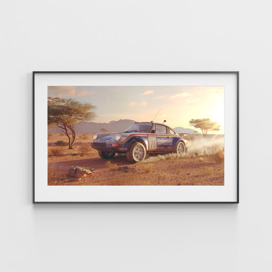Conquest of the Sahara - Porsche 953 - Paris Dakar Rally 1984 Winner - Fine Art Print