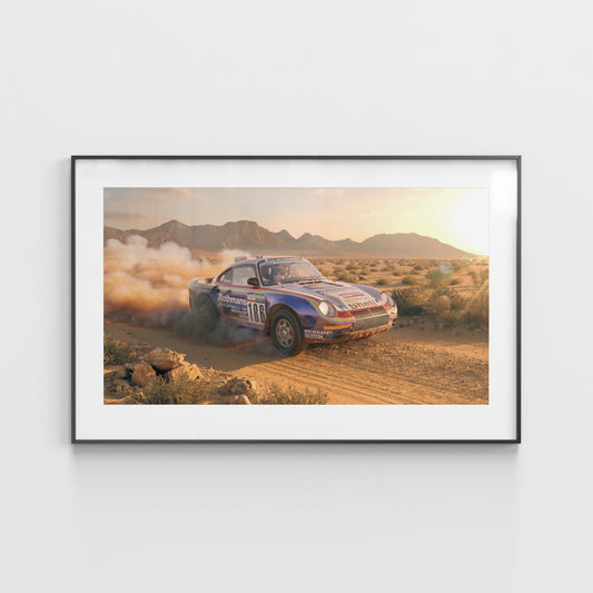 The Greatest Car of the Dakar - Porsche 959 - Paris Dakar Rally 1986 Winner - Fine Art Print